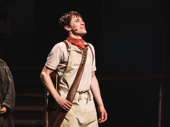 Hadestown's Reeve Carney takes his opening night curtain call.